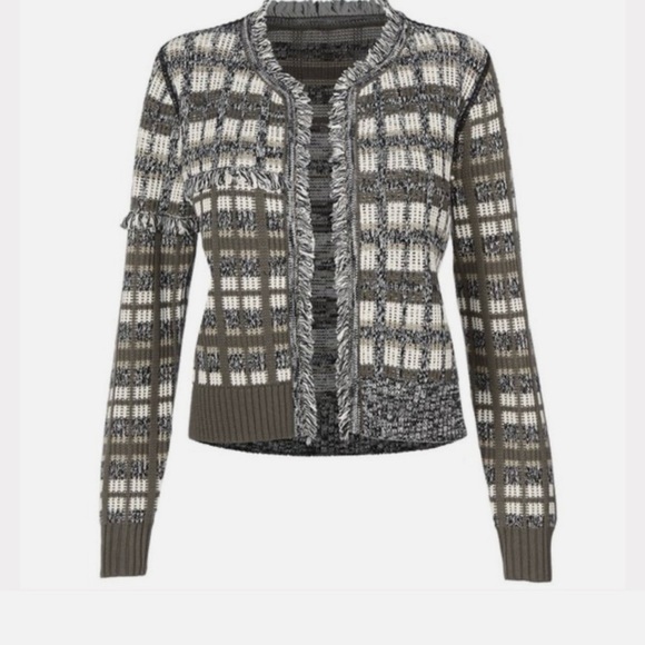 Cabi Classic Cardigan Open Front Fringe Long Sleeve #4097 Women's Size L - Picture 1 of 8